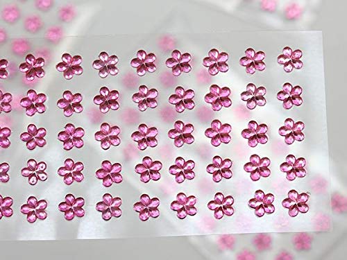 Allstarco 6mm Pink LQ03 Flower Self Adhesive Acrylic Rhinestones Plastic Face Gems Stick On Body Jewels for DIY Cards and Invitations Crafts Bling Sticker - 5 Sheets - 250PCS - Image 1